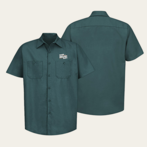 Red Kap Button Down Green Short Sleeve Shirt