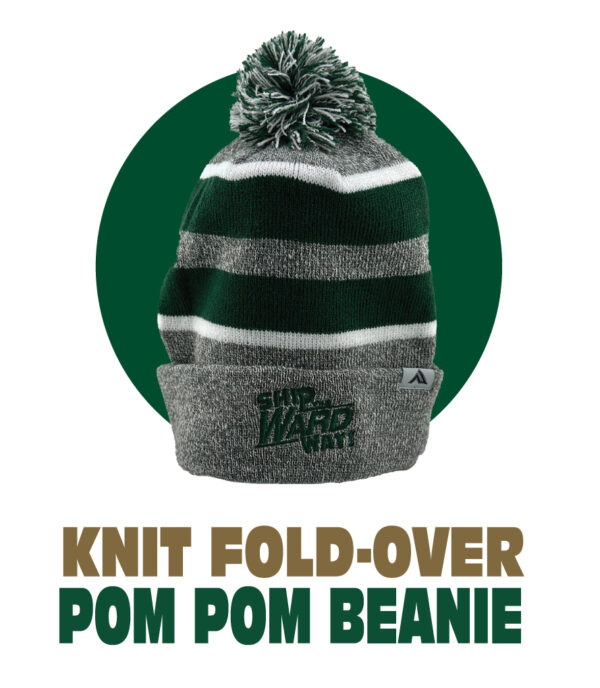 Knit Fold-Over Pom Pom Beanie