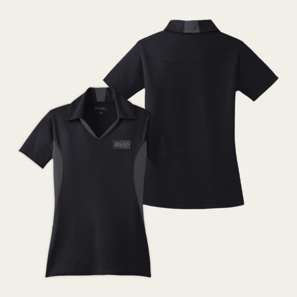 Sport-Tek® Women's Side Blocked Micropique Sport-Wick® Polo in Black/Iron Grey