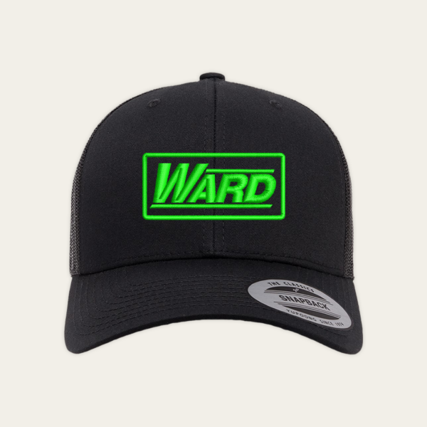Yupoong Retro Trucker Hat Black with Lime Thread