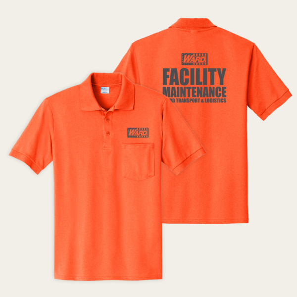 Facility Maintenance Safety Orange Port & Co Blend Jersey Knit Pocket Polo